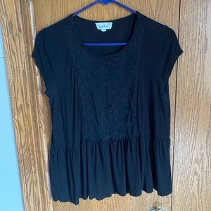 Black Lace Peplum Top